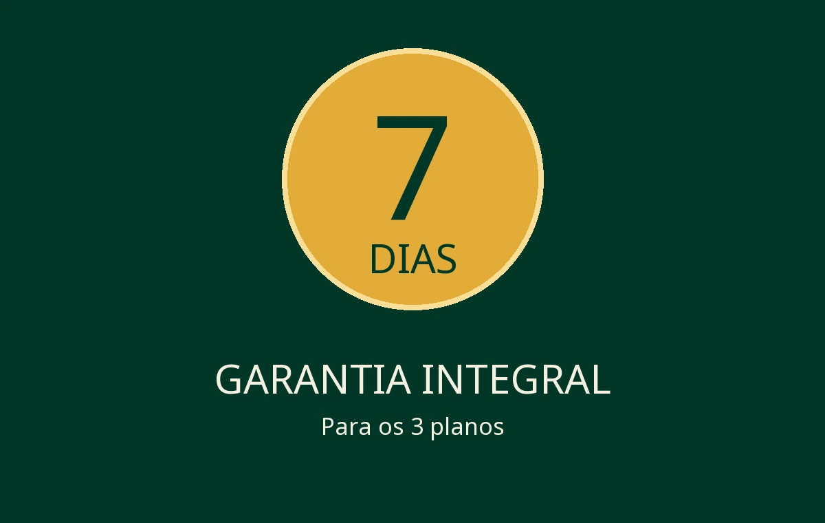 Garantia integral de 7 dias para os 3 planos